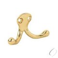 Ives Commercial Solid Brass Double Wardrobe Hook Bright Brass Finish 582B3